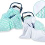 Double-sided car seat blanket for babies - Chevron mint