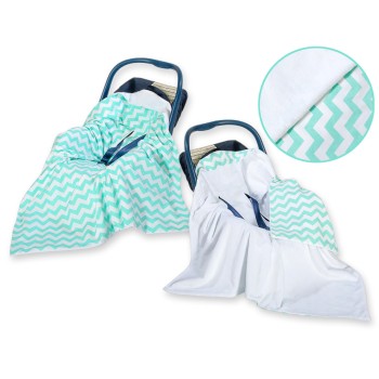 Double-sided car seat blanket for babies - Chevron mint