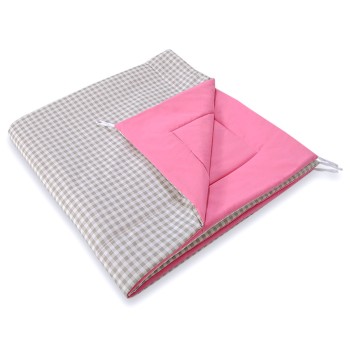 Double-sided teepee playmat- Grey checkered-pink