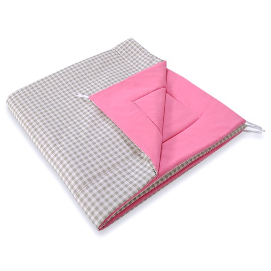 Double-sided teepee playmat- Grey checkered-pink