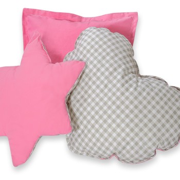 Διακοσμητικά Μαξιλάρια Σετ 3 τμχ - Grey checkered- pink
