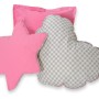 Διακοσμητικά Μαξιλάρια Σετ 3 τμχ - Grey checkered- pink