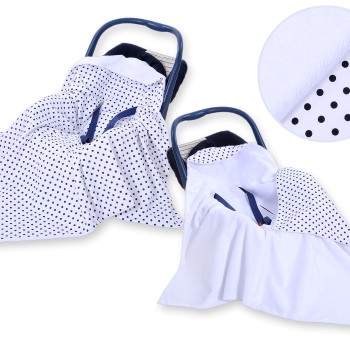 Double-sided car seat blanket for babies - Black dots on white