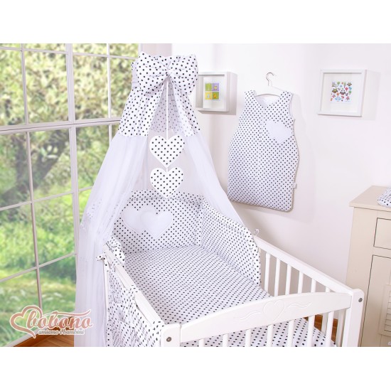 Κουνουπιέρα από Chiffon- Hanging Hearts black dots on white Κουνουπιέρα από Chiffon- Hanging Hearts black dots on white