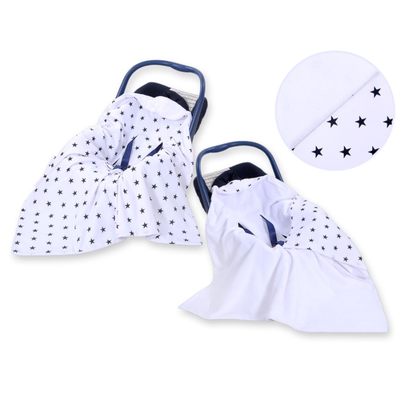 Double-sided car seat blanket- Black stars