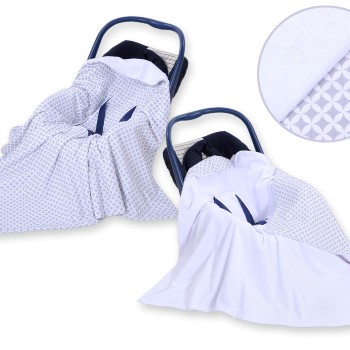Double-sided car seat blanket for babies - rosette grey