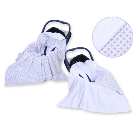 Double-sided car seat blanket for babies - rosette grey Double-sided car seat blanket for babies - rosette grey