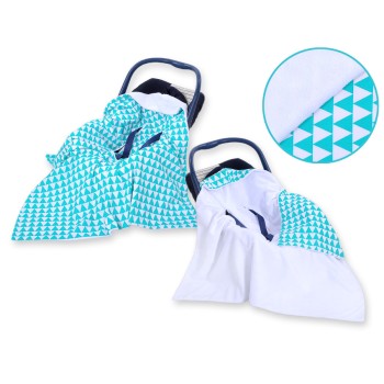 Double-sided car seat blanket for babies - Triangles mint