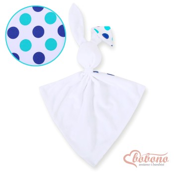 Cuddly rabbit double-sided- Navy blue-mint dots
