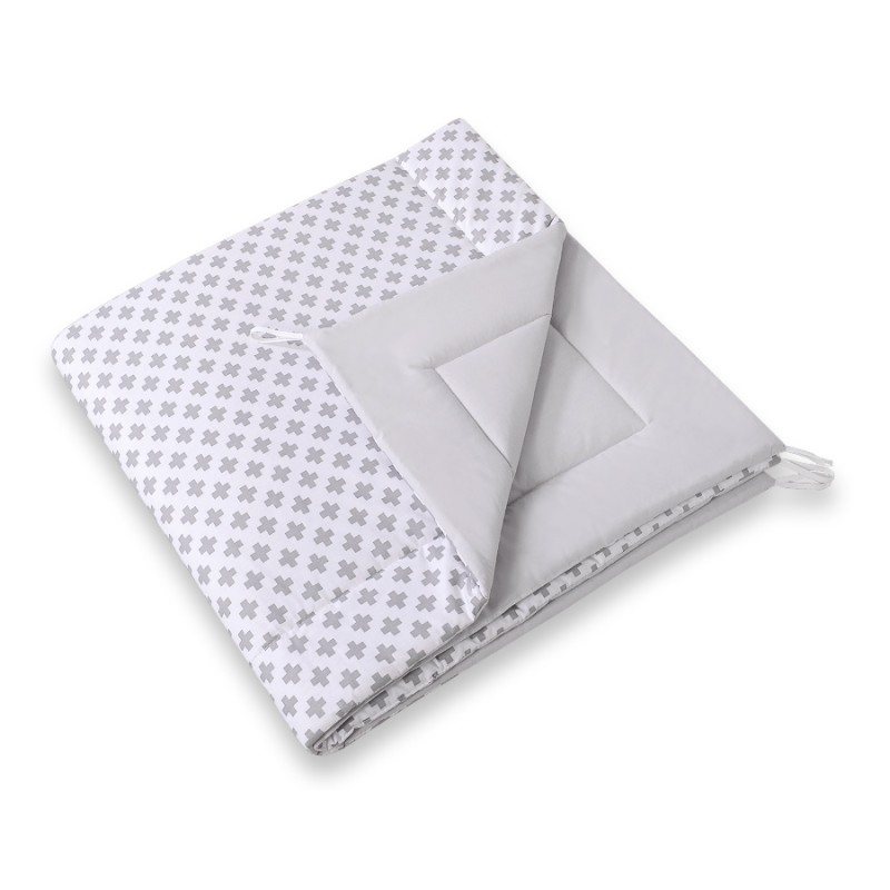 Double-sided teepee playmat- Gray cross pattern