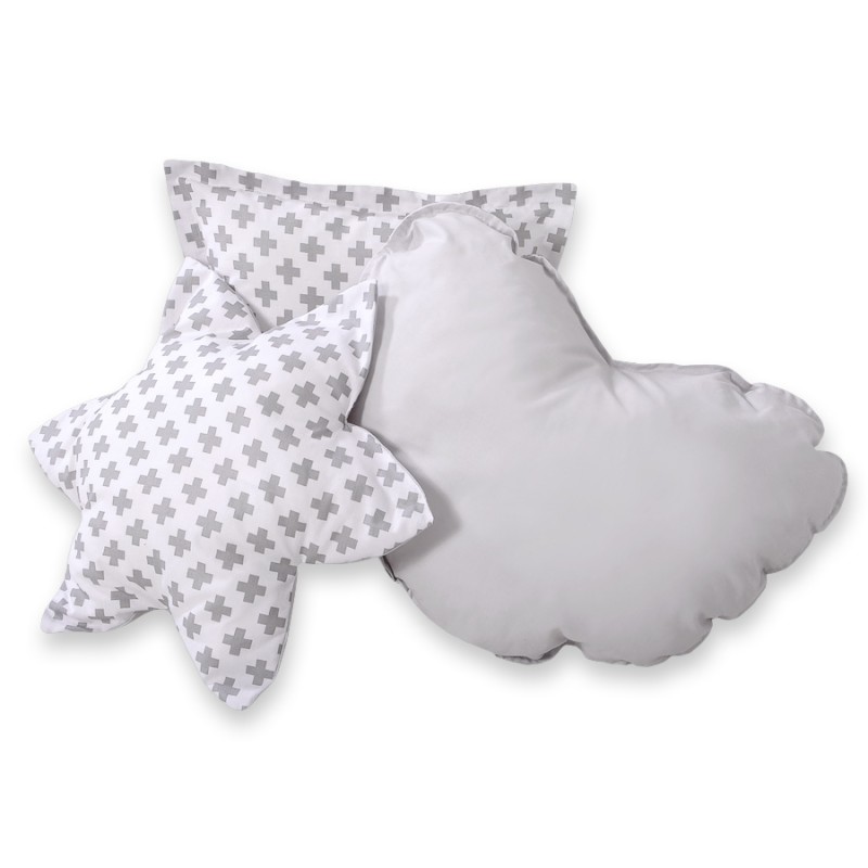 Διακοσμητικά Μαξιλάρια Σετ 3 τμχ - Gray cross pattern