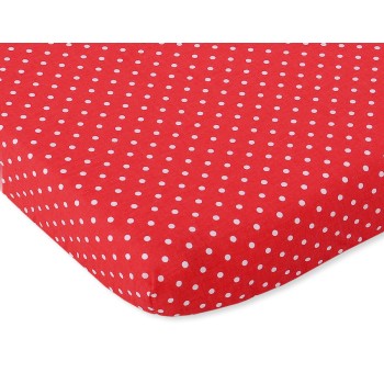 Sheet made of cotton 120x60cm white polka dots on red