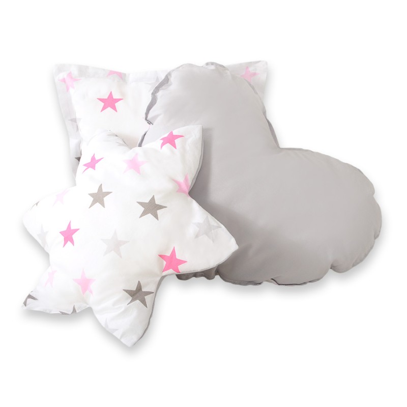 Διακοσμητικά Μαξιλάρια Σετ 3 τμχ - Grey-pink stars/grey