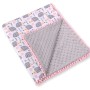 Double-sided blanket minky with pompons - hedgehogs grey