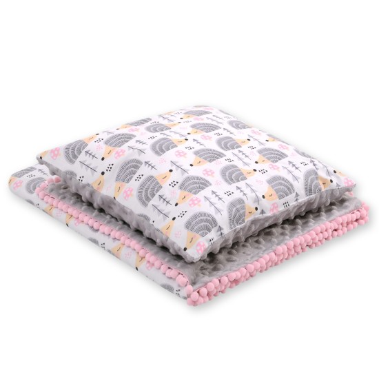 Set: Double-sided blanket minky + pillow- hedgehogs grey Set: Double-sided blanket minky + pillow- hedgehogs grey
