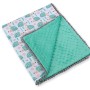 Double-sided blanket minky with pompons -  hedgehogs mint