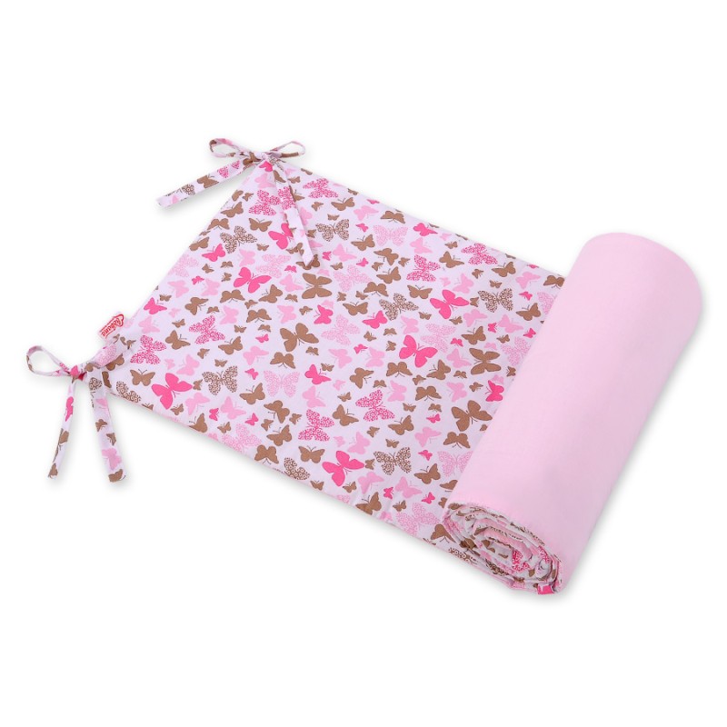 Universal bumper for cot  -pink  butterflies