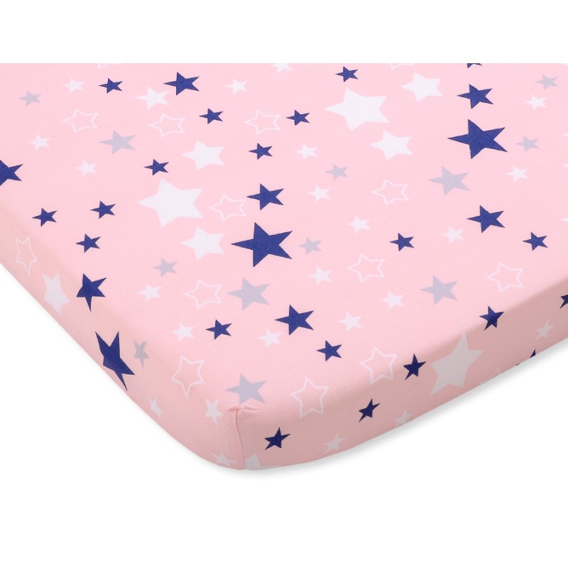 Sheet made of cotton 140x70cm pink-navy blue stars