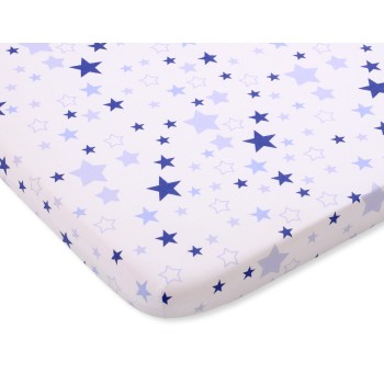 Sheet made of cotton 140x70cm white- blue stars
