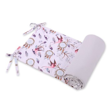 Universal bumper for cot - swallows pink