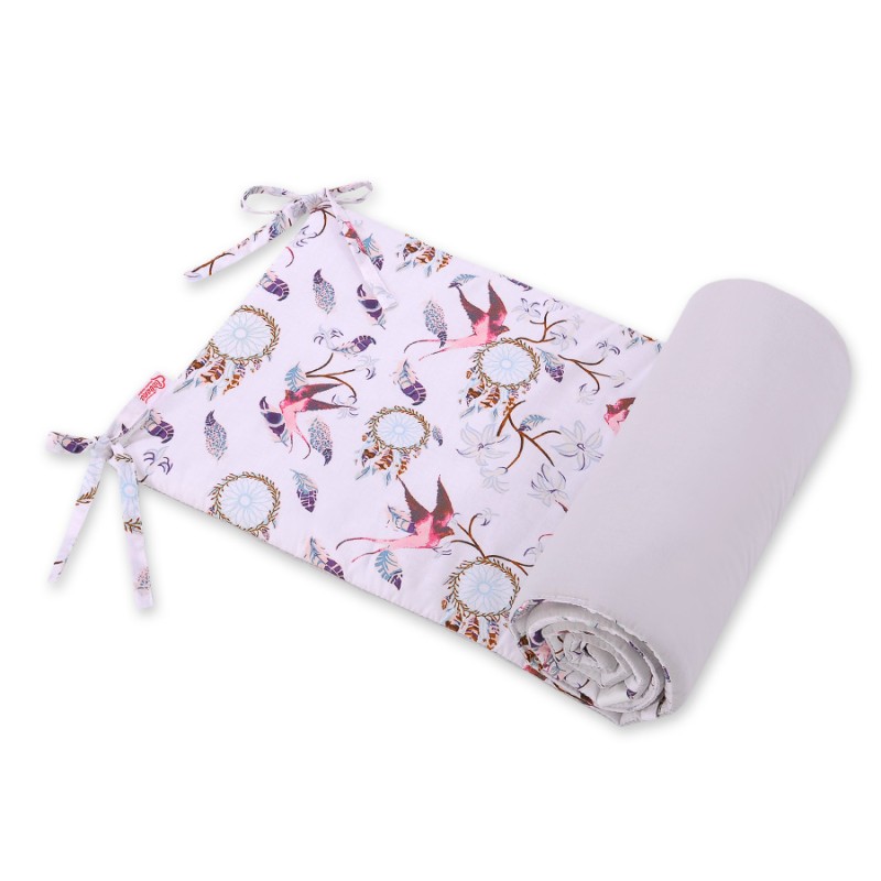Universal bumper for cot - swallows pink