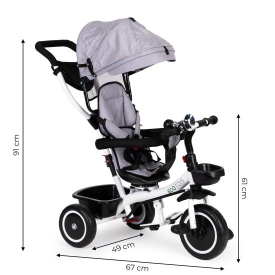 Tricycle with rotating seat 360 ECOTOYS, gray Tricycle with rotating seat 360 ECOTOYS, gray