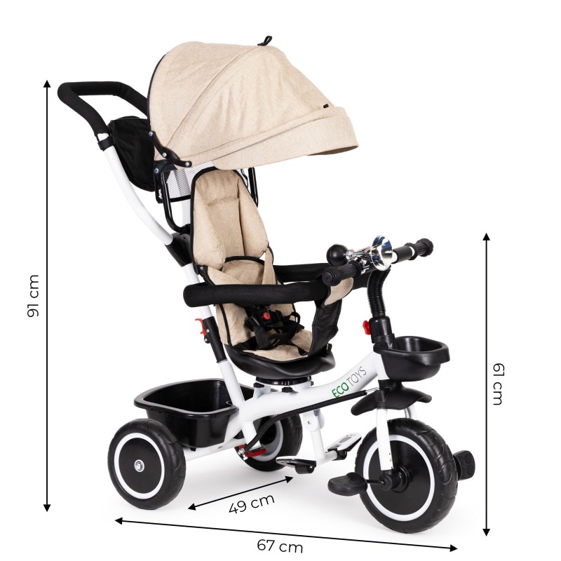 Tricycle with rotating seat 360 ECOTOYS beige