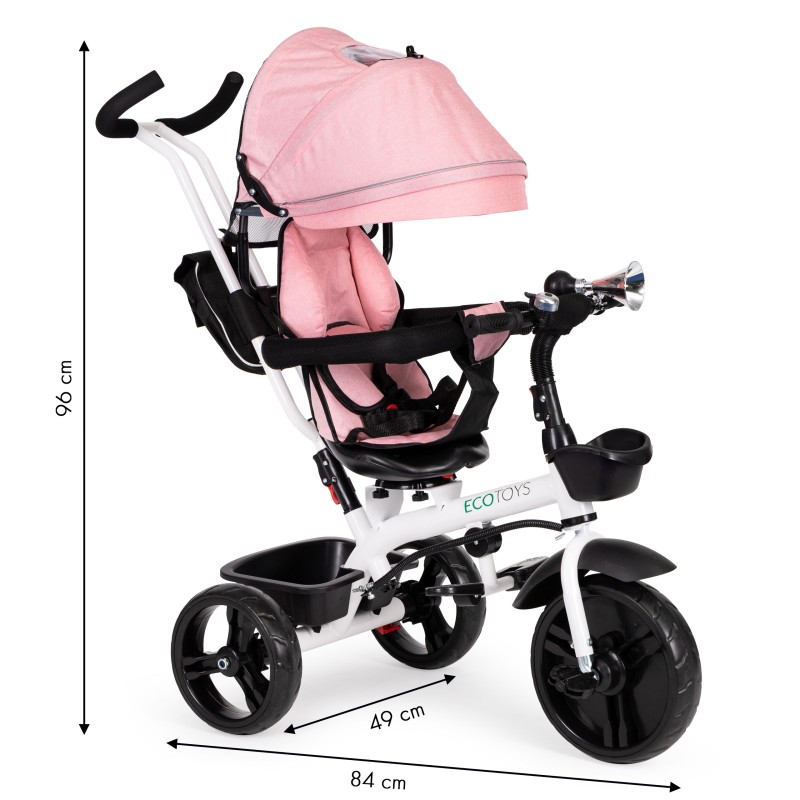 Tricycle stroller 360* swivel seat Pink