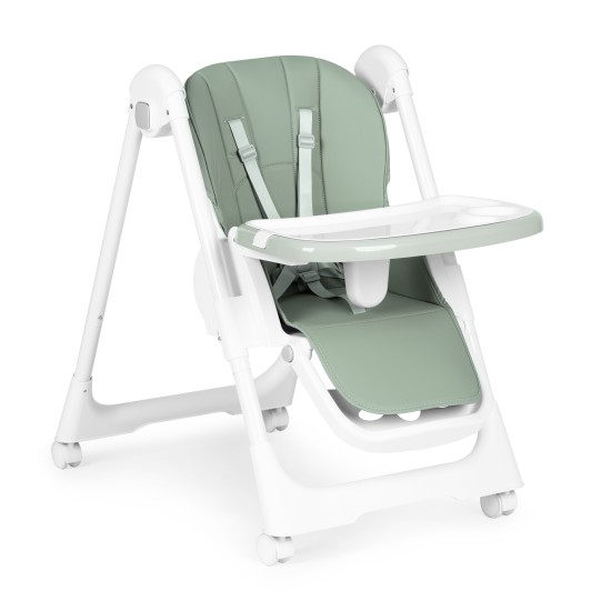 Highchair feeding chair height adjustable eco-leather straps double tray green ECOTOYS Highchair feeding chair height adjustable eco-leather straps double tray green ECOTOYS
