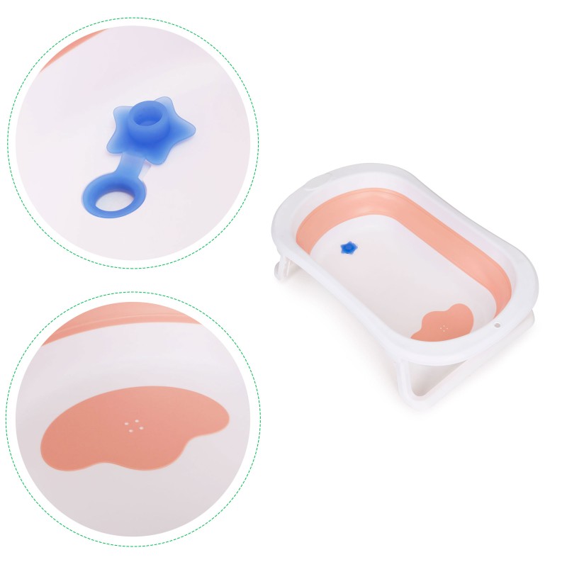 Baby bathtub Folding tourist bathtub with drain Ecotoys pink
