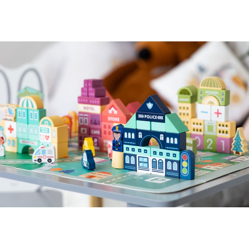 Ξύλινα Εκπαιδευτικά Τουβλάκια -  Πόλη - 121 pcs ECOTOYS