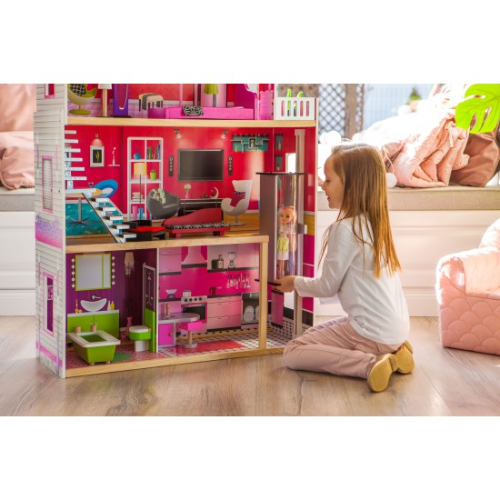 Large wooden dollhouse with an elevator - Malibu Residence ECOTOYS
