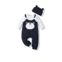 Baby Bear Romper with Hat - Navy Blue