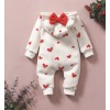 Baby Bowknot Hooded Jumpsuit - White