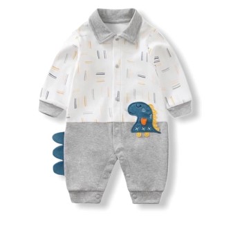 Baby Boy Dino 3D Jumpsuit - Grey
