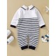 Baby Boy Sailor Knitted Jumpsuit - White Baby Boy Sailor Knitted Jumpsuit - White