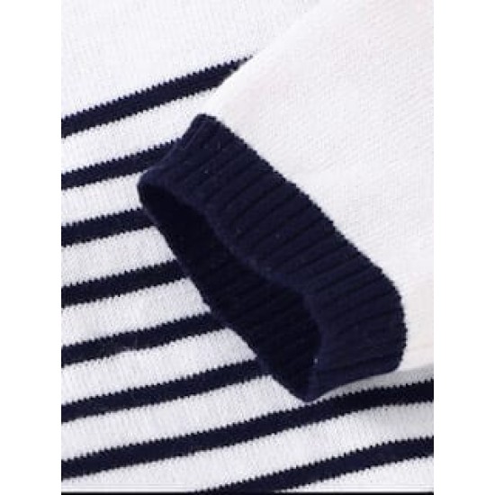 Baby Boy Sailor Knitted Jumpsuit - White Baby Boy Sailor Knitted Jumpsuit - White