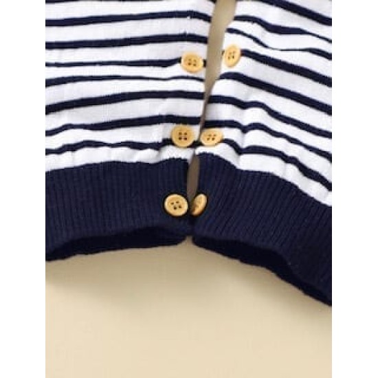 Baby Boy Sailor Knitted Jumpsuit - White Baby Boy Sailor Knitted Jumpsuit - White