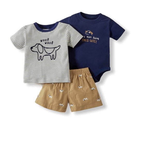 Baby Boy Set Doggy Lover - Striped Navy Baby Boy Set Doggy Lover - Striped Navy