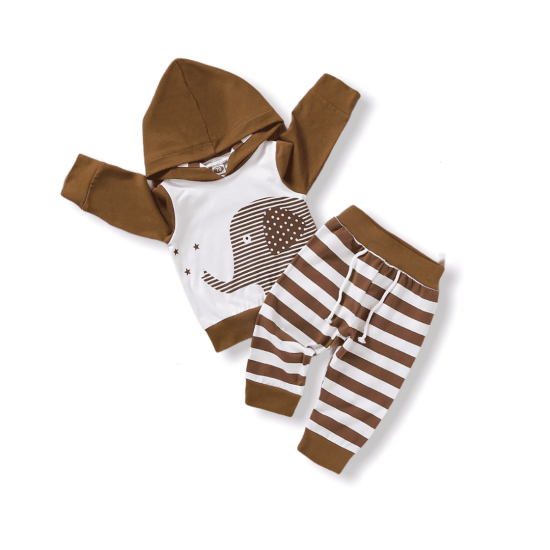 Baby Boy Striped Set Elephant - Brown Baby Boy Striped Set Elephant - Brown