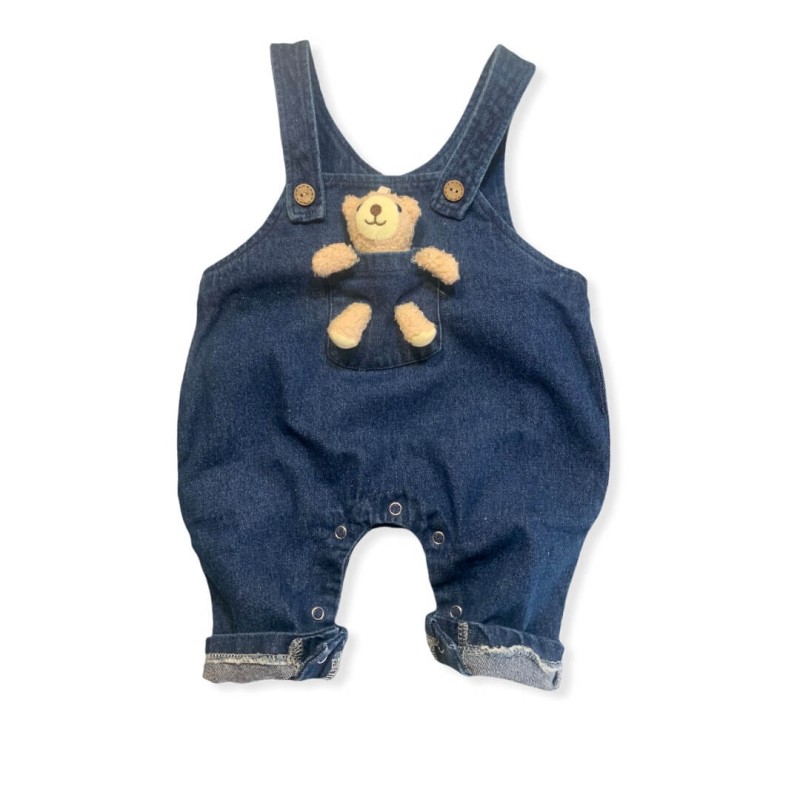 Baby Denim Bear Jumpsuit - Blue