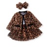 Baby Dress Set Leopard Fleece - Brown