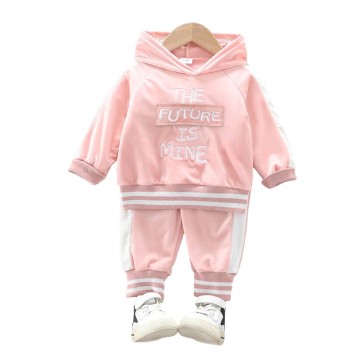 Baby Fleece Velour Hoodie Set - Pink