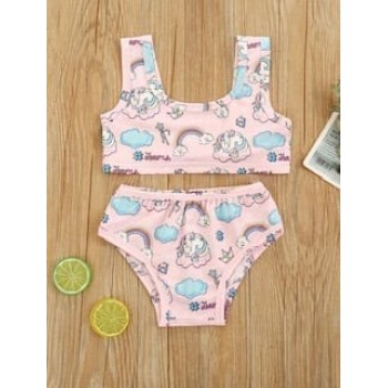 Baby Girl Bikini Unicorn Rainbow - Pink
