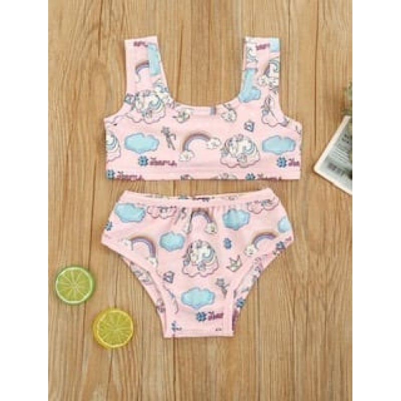 Baby Girl Bikini Unicorn Rainbow - Pink