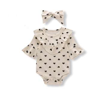 Baby Girl Bodysuit - Heart Shape Beige