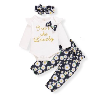 Baby Girl Casual Floral set - D.Blue
