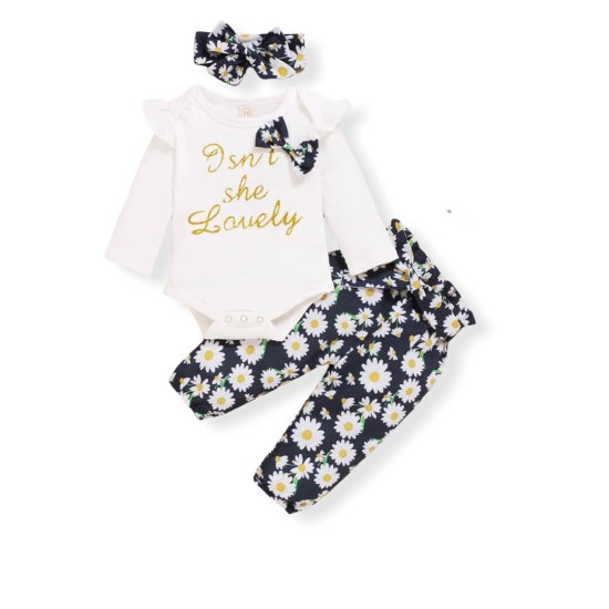 Baby Girl Casual Floral set - D.Blue Baby Girl Casual Floral set - D.Blue