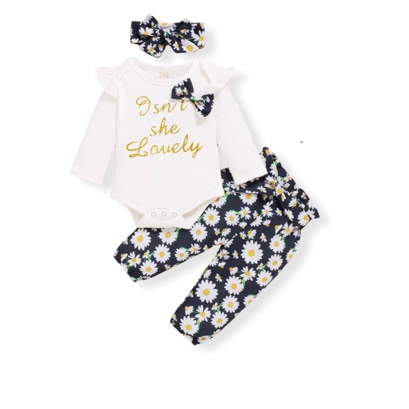 Baby Girl Casual Floral set - D.Blue