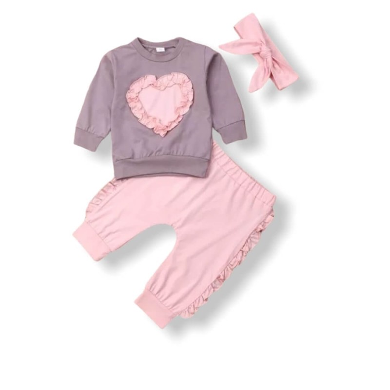 Baby Girl Casual Rufled Set - M.Pink